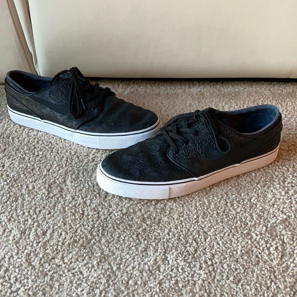 Nike SB Stefan Janoski Zoom Black Leather Bandana Embossed Skate Shoes 12
